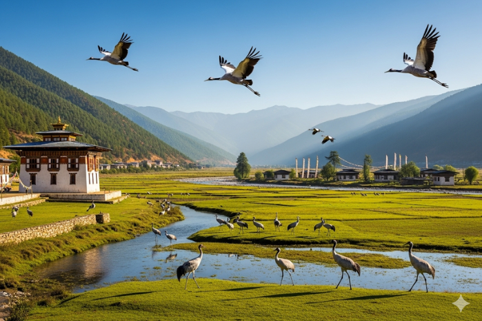 6.普布吉卡谷地 (Phobjikha Valley) 黑頸鶴保育中心 (Black-Necked Crane Visitor Centre)