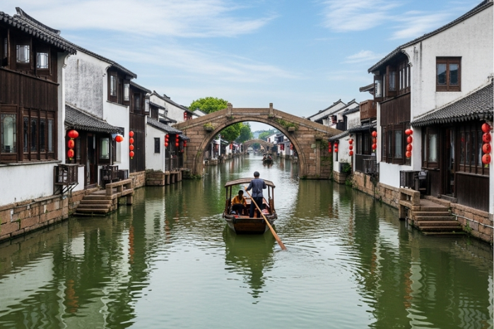 D4 烏鎮西柵與搖櫓船：