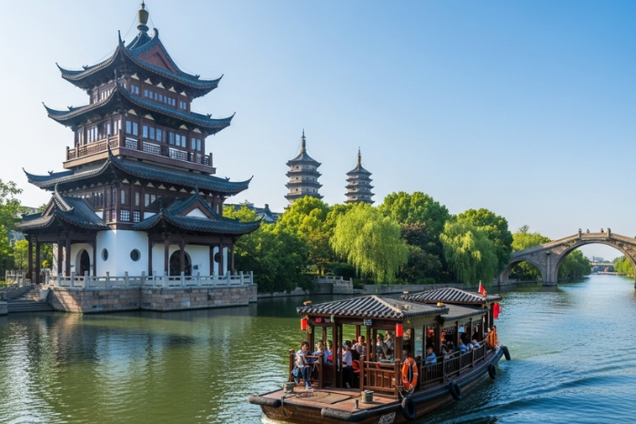 D6 嘉興【京杭大運河（嘉興段）-巡航煙雨樓、血印禪寺、三塔公園、秀城橋】