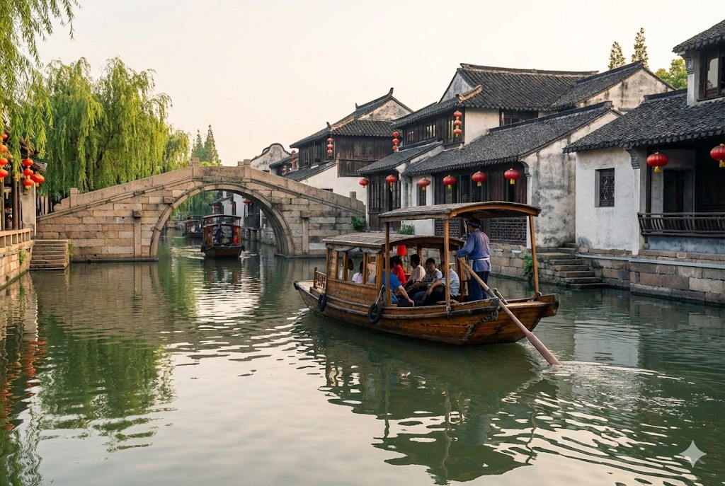 江南雙古鎮 雙搖櫓船 西柵 西塘