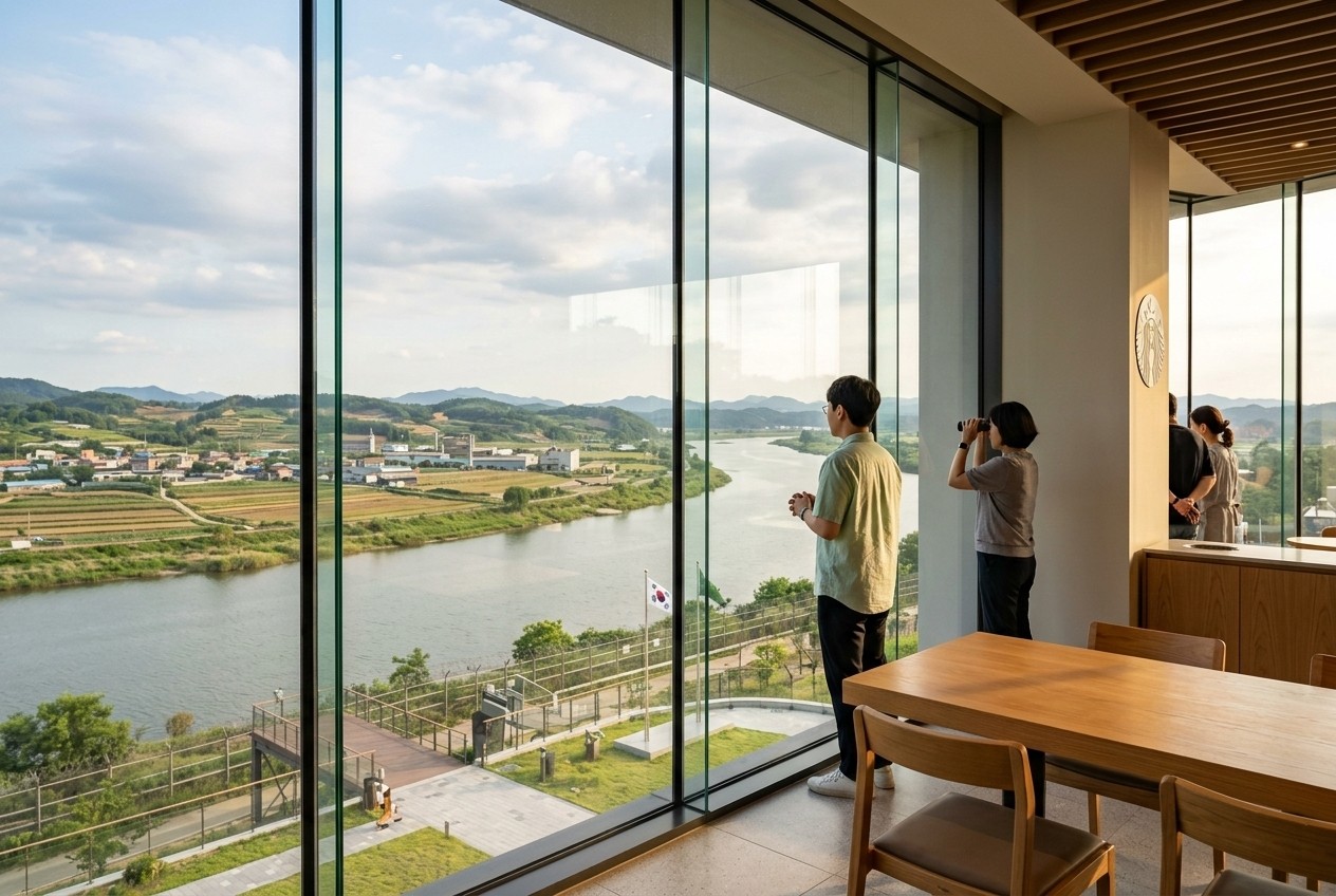 3.愛妓峰星巴克 遠眺北韓